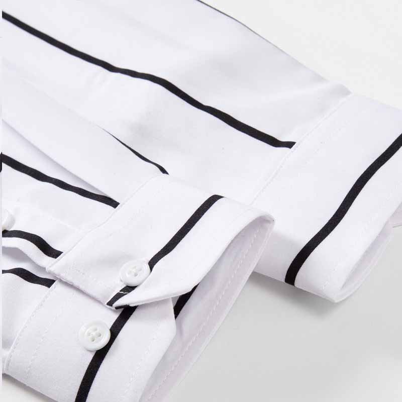 メンズストライプドレスシャツ長袖スリムフィットフォーマルビジ - Mens Fashion Dress のレビューと価格
