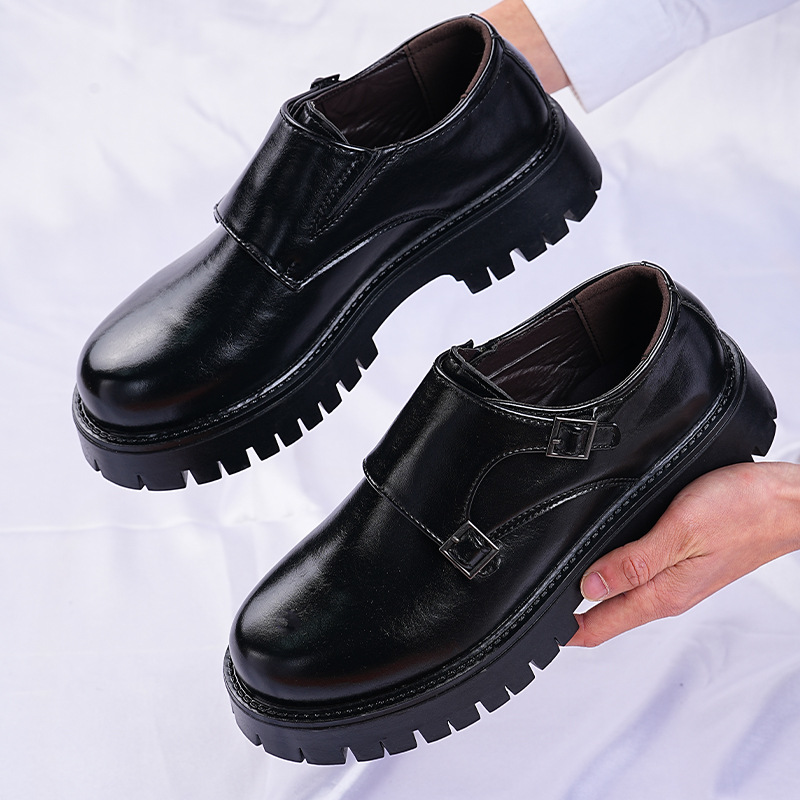 メンズ韓国風厚底モンクシューズファッションダブルバックルエレ - Men Fashion Korean Style のレビューと価格