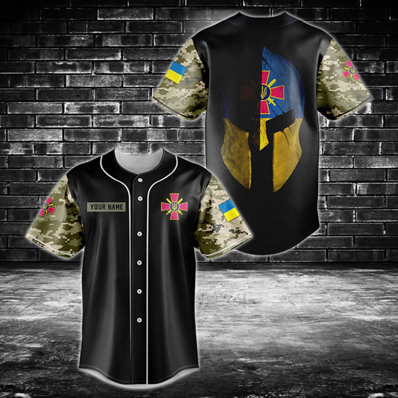 カスタム名ウクライナシールドグラフィックボタンシャツ夏カジュ - Mens Fashion Baseball Jersey のレビューと価格