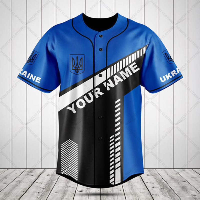 カスタム名ウクライナシールドグラフィックボタンシャツ夏カジュ - Mens Fashion Baseball Jersey のレビューと価格