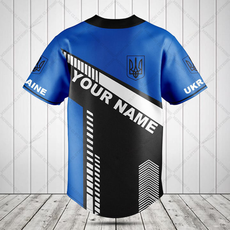 カスタム名ウクライナシールドグラフィックボタンシャツ夏カジュ - Mens Fashion Baseball Jersey のレビューと価格