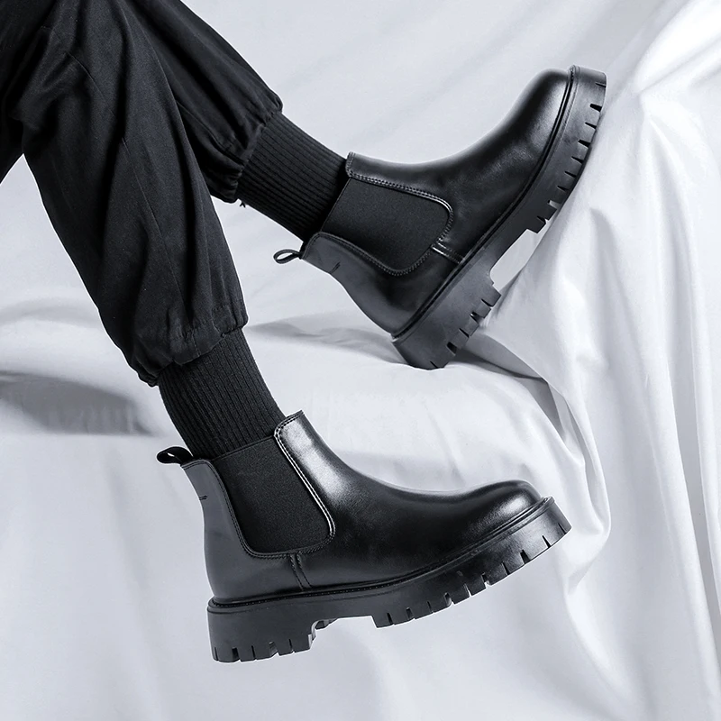 チェルシーブーツファッションレザー紳士靴男性ビジネスドライビ - Mens Fashion Dress Shoes のレビューと価格