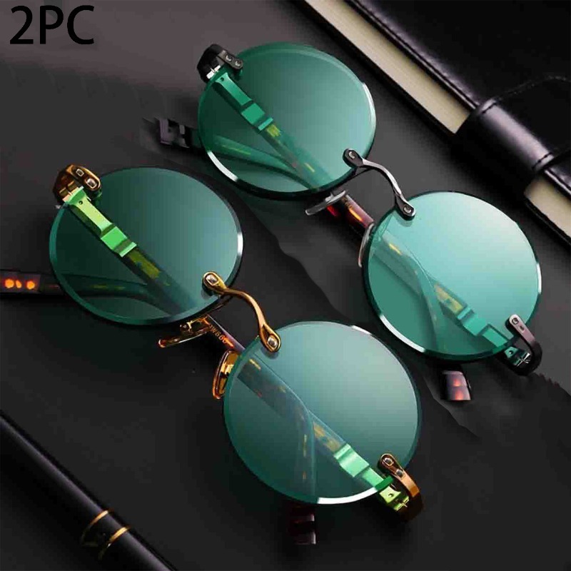 ファッションクラシックリムレスサングラス女性男性ラウンドレン - Men'S Fashion Rimless Glasses のレビューと価格
