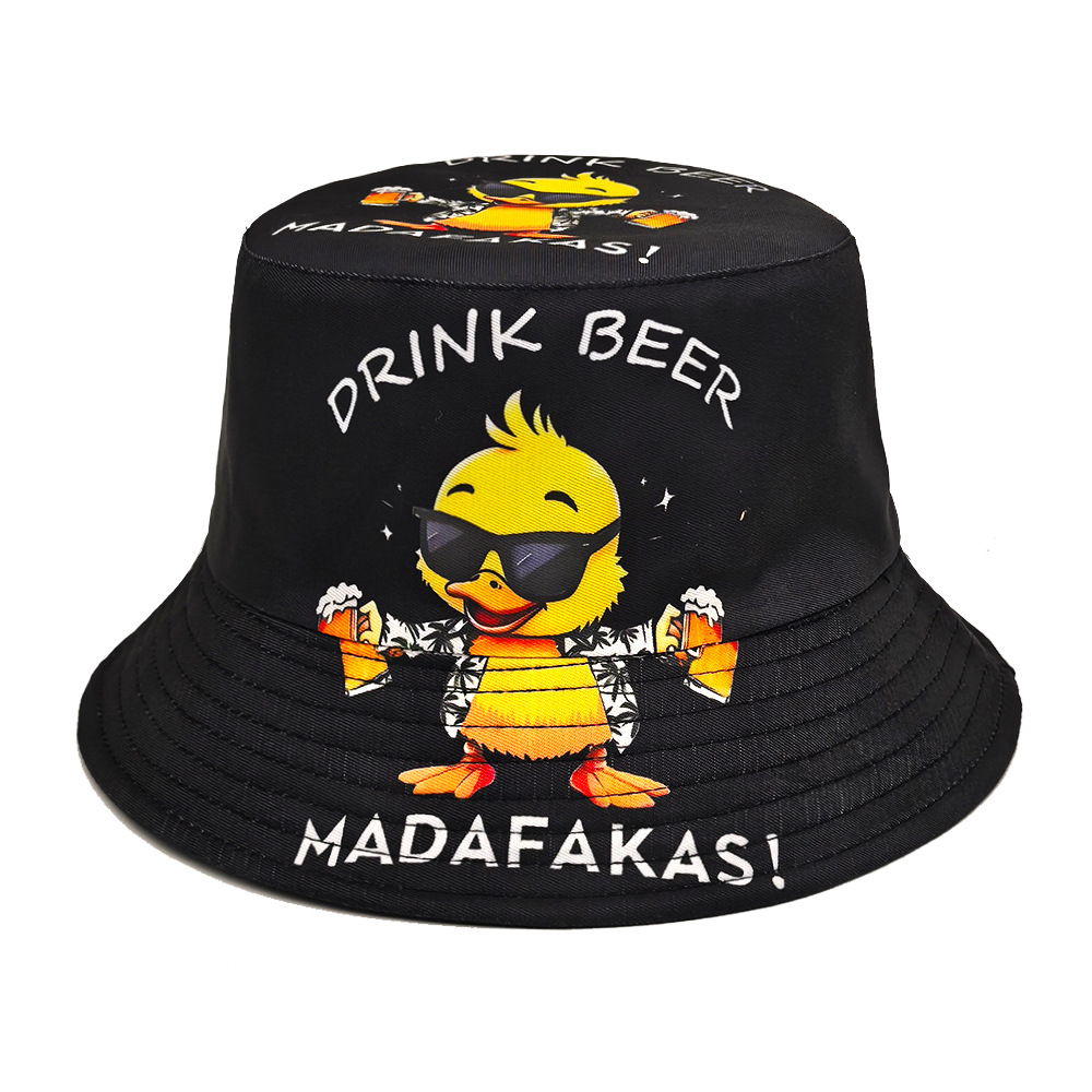面白いアヒルプリントパナマ夏の日焼け止めサンハット女性男性日 - Mens Fashion Bucket Hat のレビューと価格