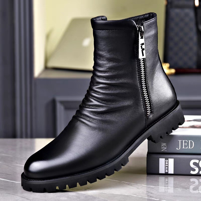 高品質メンズハイトップブーツ本革ブーツビジネスブーツファッシ - Mens Fashion Dress のレビューと価格