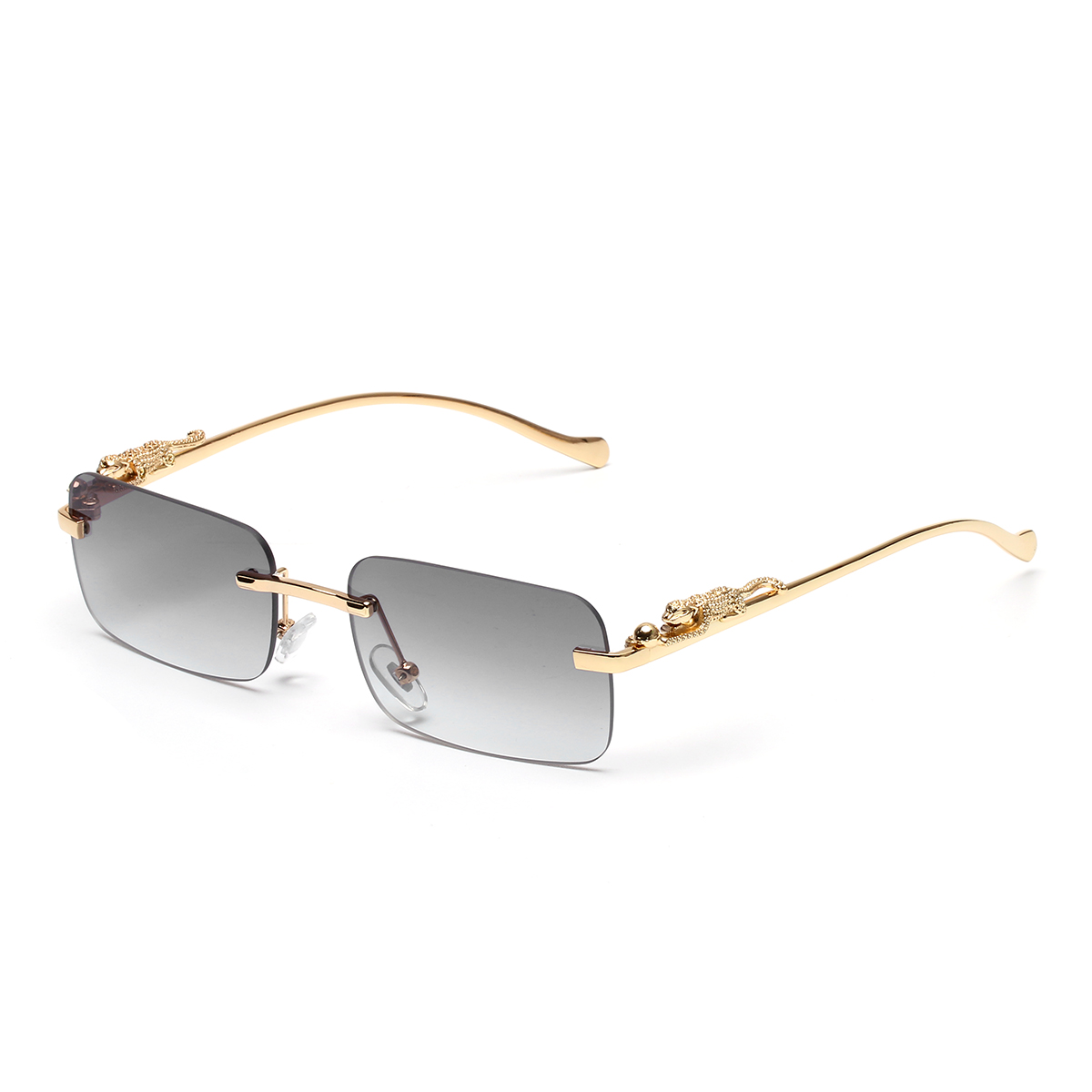 リムレスサングラス UV400 ファッションスクエアメタルメ - Men'S Fashion Rimless Glasses のレビューと価格