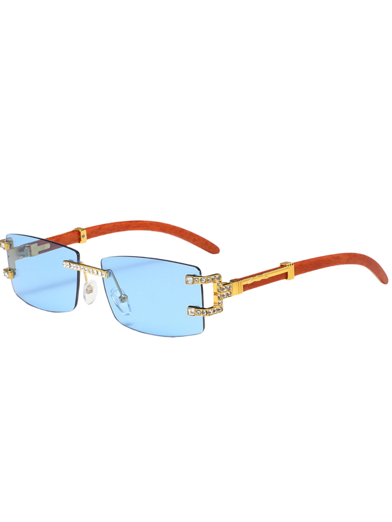 ウッドレッグレトロファッションサングラストレンドダイヤモンド - Men'S Fashion Rimless Glasses のレビューと価格
