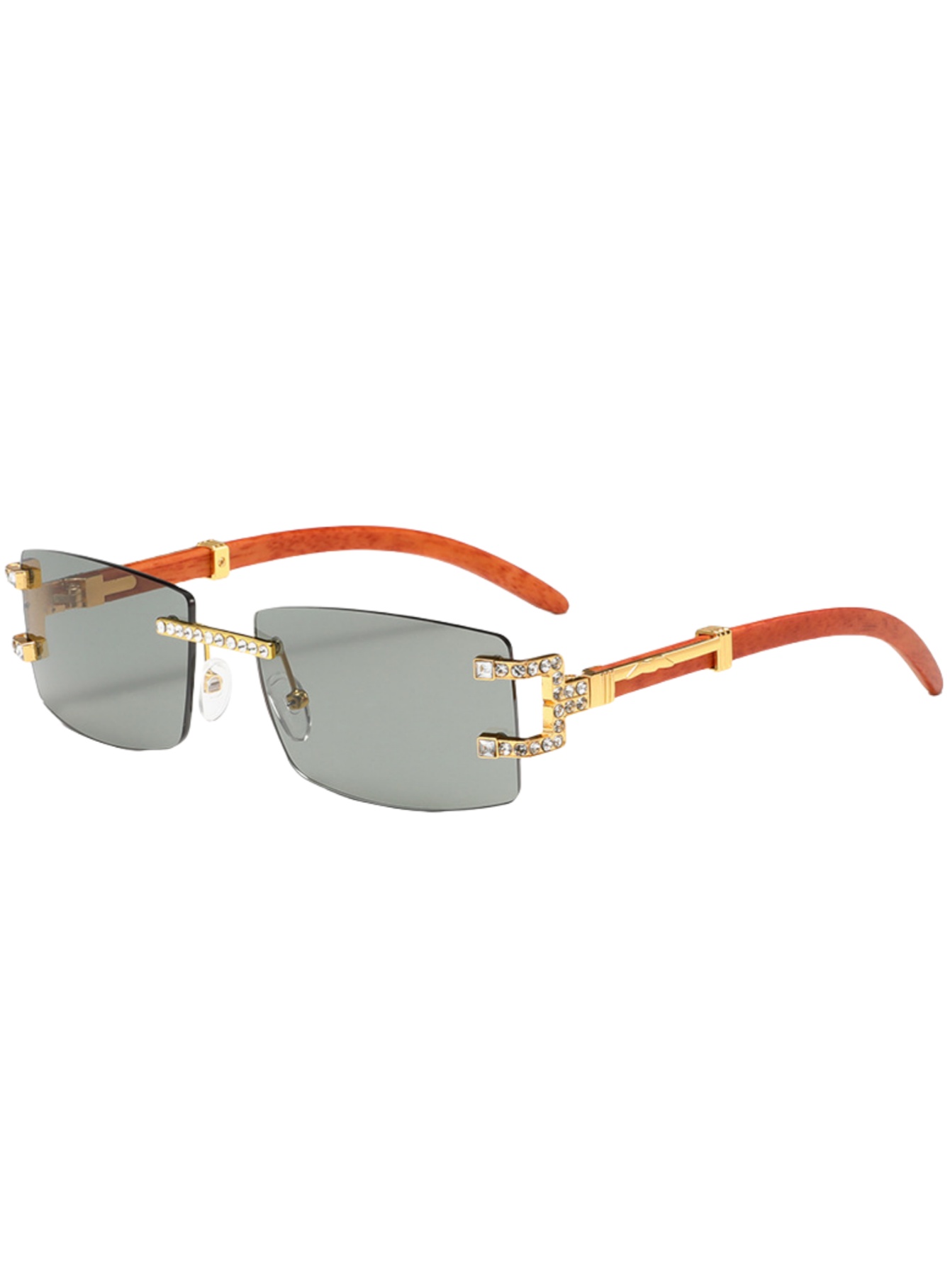 ウッドレッグレトロファッションサングラストレンドダイヤモンド - Men'S Fashion Rimless Glasses のレビューと価格