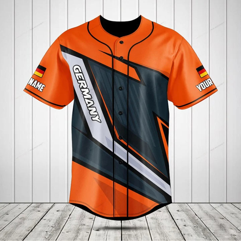 パーソナライズされたドイツシールドグラフィックボタンシャツ夏 - Mens Fashion Baseball Jersey のレビューと価格