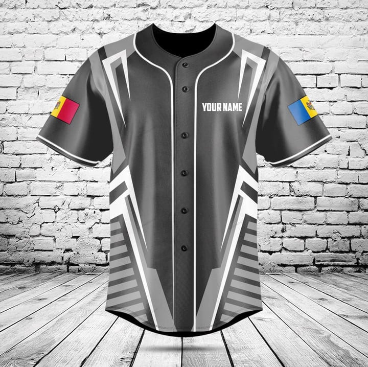 カスタム名モルドバ旗グラフィックボタンシャツ夏カジュアルメン - Mens Fashion Baseball Jersey のレビューと価格