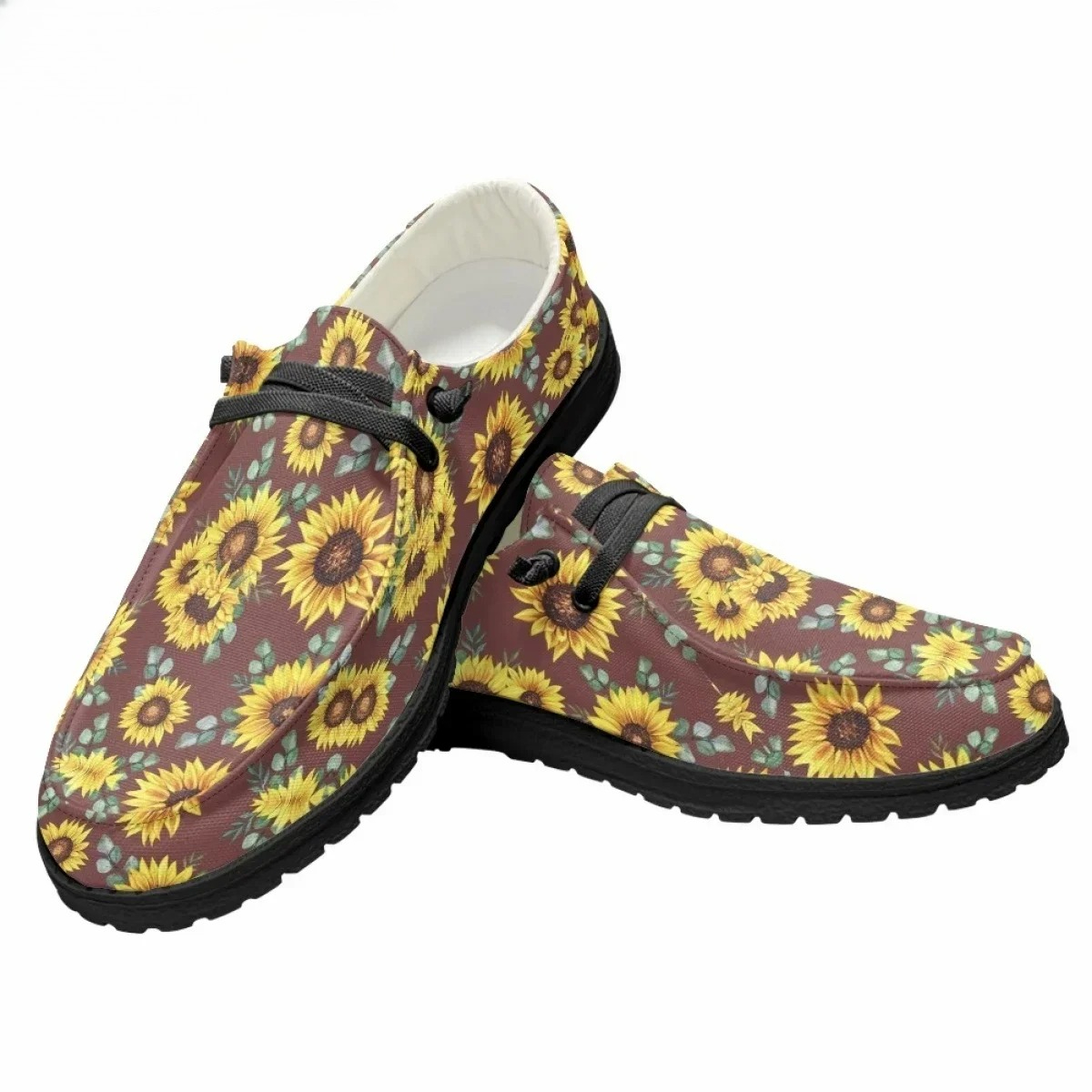 夏の男性カジュアルキャンバスデュードシューズアートひまわりト - Men'S Fashion Loafers Shoes のレビューと価格
