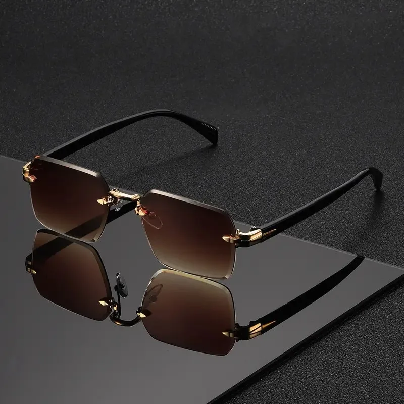 リムレスサングラス長方形ファッション人気女性男性シェード小さ - Men'S Fashion Rimless Glasses のレビューと価格