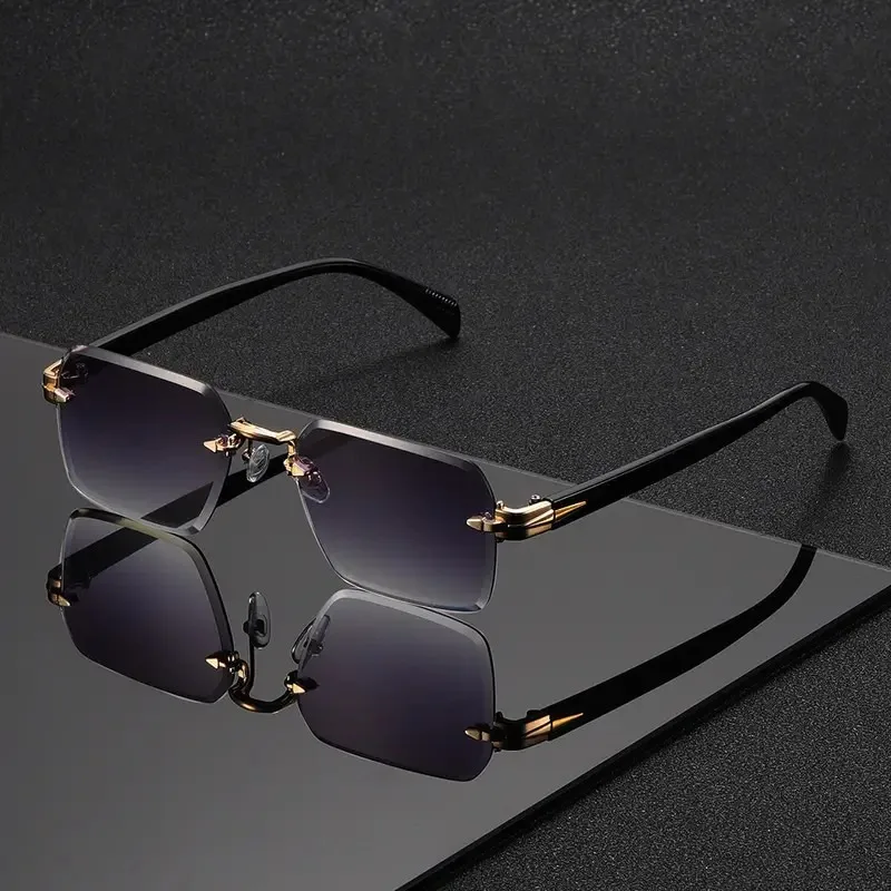 リムレスサングラス長方形ファッション人気女性男性シェード小さ - Men'S Fashion Rimless Glasses のレビューと価格