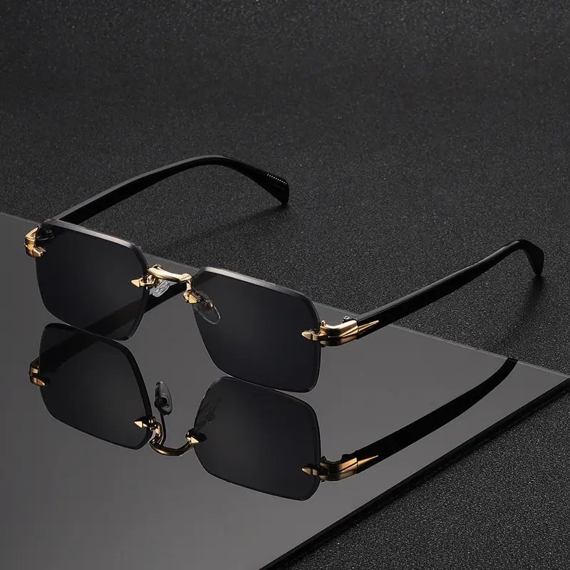 リムレスサングラス長方形ファッション人気女性男性シェード小さ - Men'S Fashion Rimless Glasses のレビューと価格