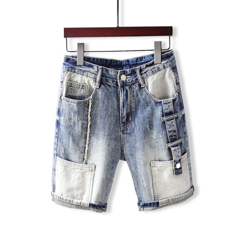 メンズショートジーンズパンツポケット付き洗濯ブルー男性デニム - Jeans Pants Fashion Men のレビューと価格