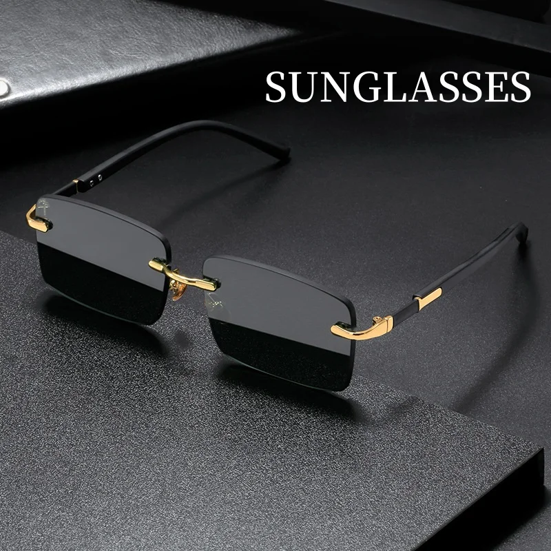 ファッション長方形サングラス男性女性ブルーライト遮断目の保護 - Men'S Fashion Rimless Glasses のレビューと価格