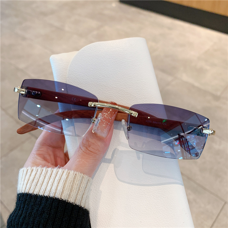 リムレスサングラス男性女性用木製デザイナー高級ブランドレトロ - Men'S Fashion Rimless Glasses のレビューと価格