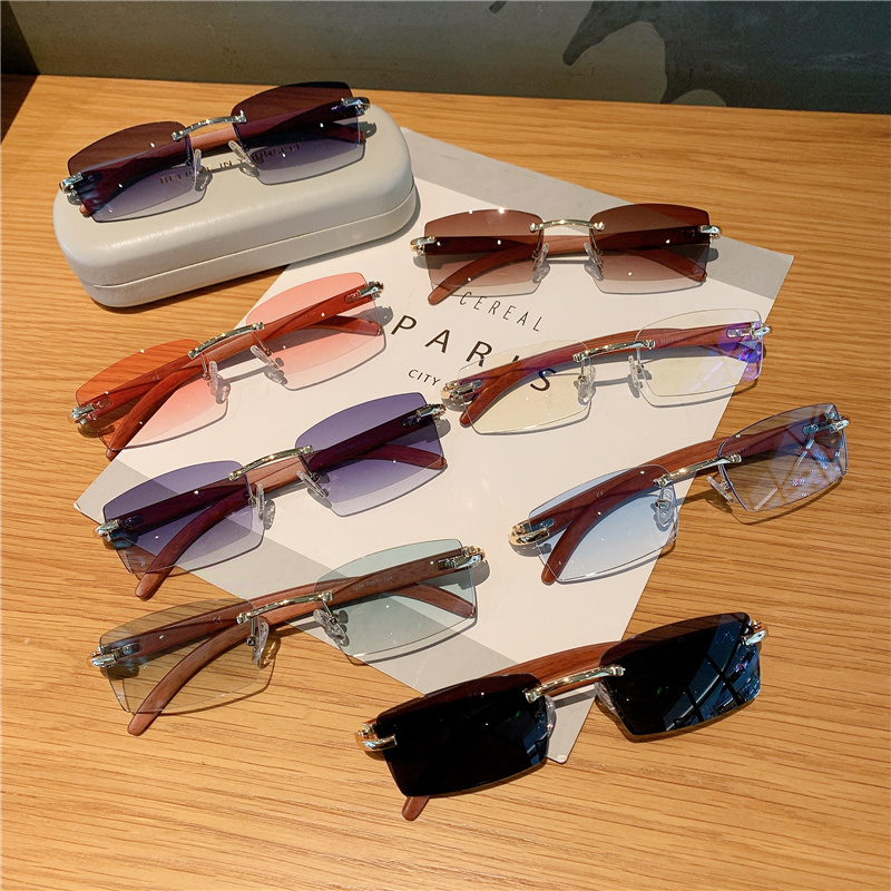 リムレスサングラス男性女性用木製デザイナー高級ブランドレトロ - Men'S Fashion Rimless Glasses のレビューと価格