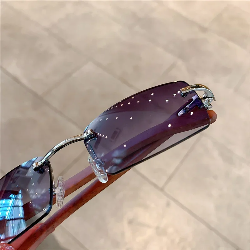 小さなリムレスサングラス男性女性木製高級ブランドレトロサング - Men'S Fashion Rimless Glasses のレビューと価格