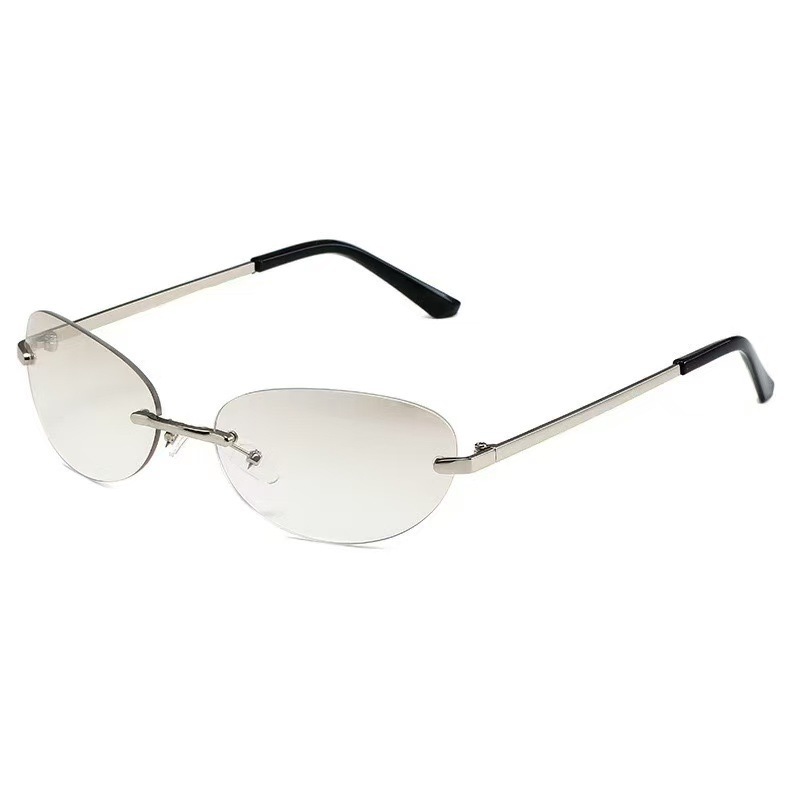 リムレスオーバルサングラス男性女性ファッション UV400  - Men'S Fashion Rimless Glasses のレビューと価格