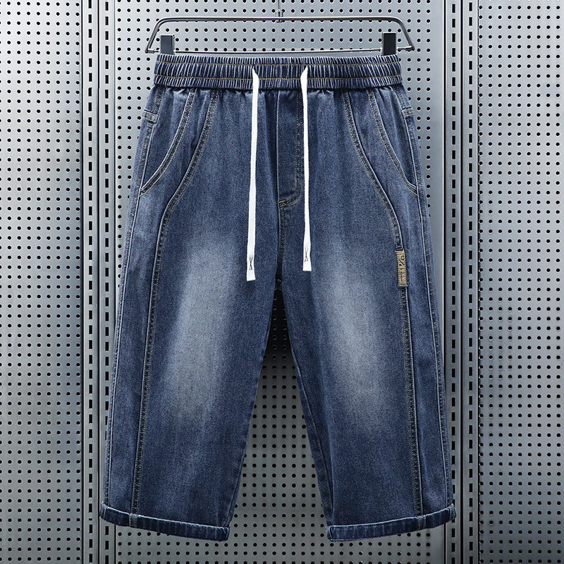 メンズ夏弾性ウエストクロップドジーンズショーツ新しいファッシ - Jeans Pants Fashion Men のレビューと価格