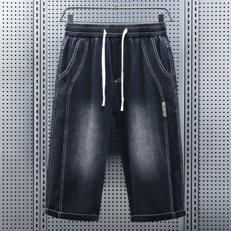メンズ夏弾性ウエストクロップドジーンズショーツ新しいファッシ - Jeans Pants Fashion Men のレビューと価格