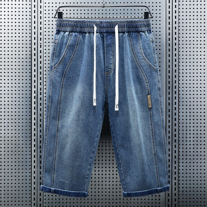 メンズ夏弾性ウエストクロップドジーンズショーツ新しいファッシ - Jeans Pants Fashion Men のレビューと価格