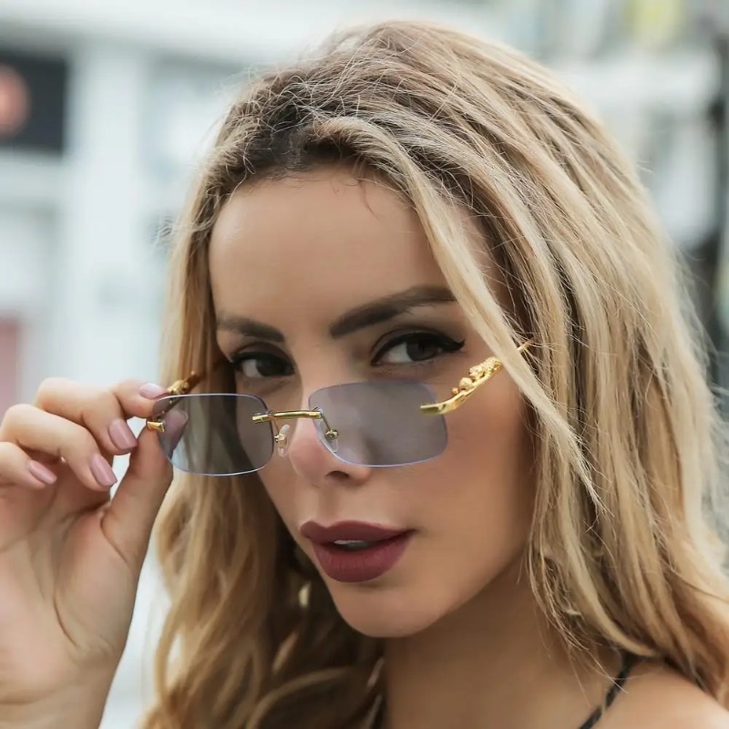 リムレススクエアサングラス女性男性高級ブランドデザイナー人気 - Men'S Fashion Rimless Glasses のレビューと価格