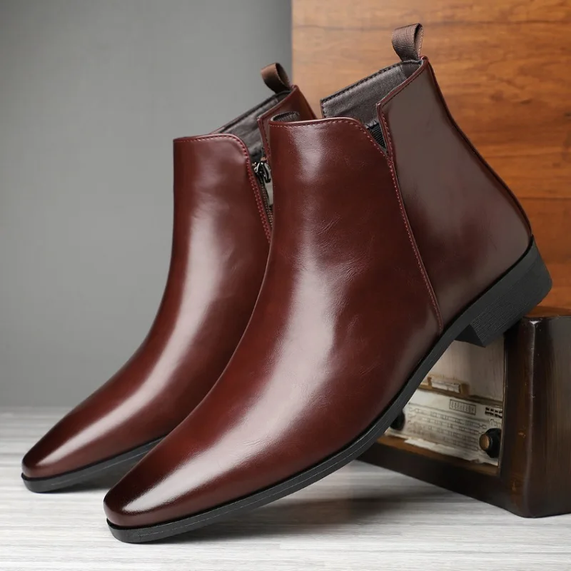 新しいメンズブーツクラシックチェルシーブーツ高級ハイトップレ - Mens Fashion Dress のレビューと価格