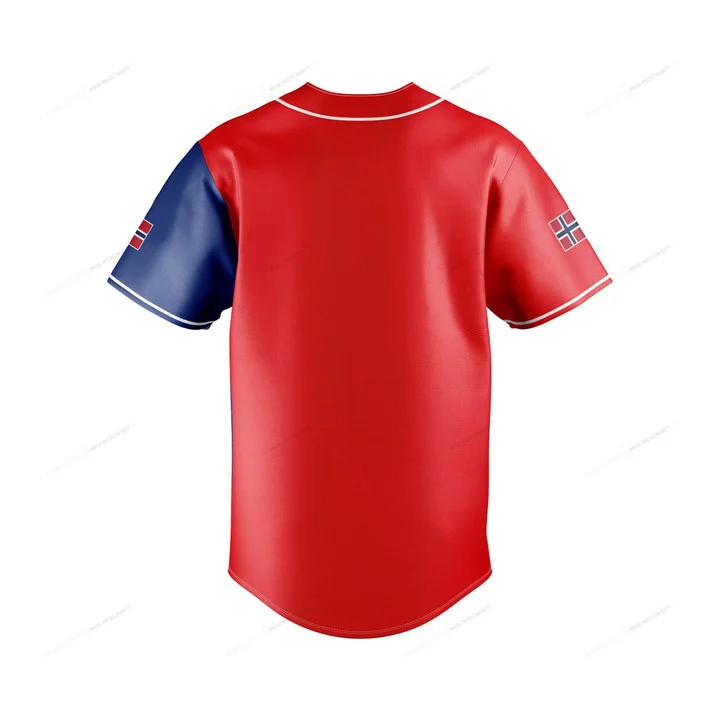 カスタム名ノルウェー地図グラフィックボタンシャツ夏カジュアル - Mens Fashion Baseball Jersey のレビューと価格