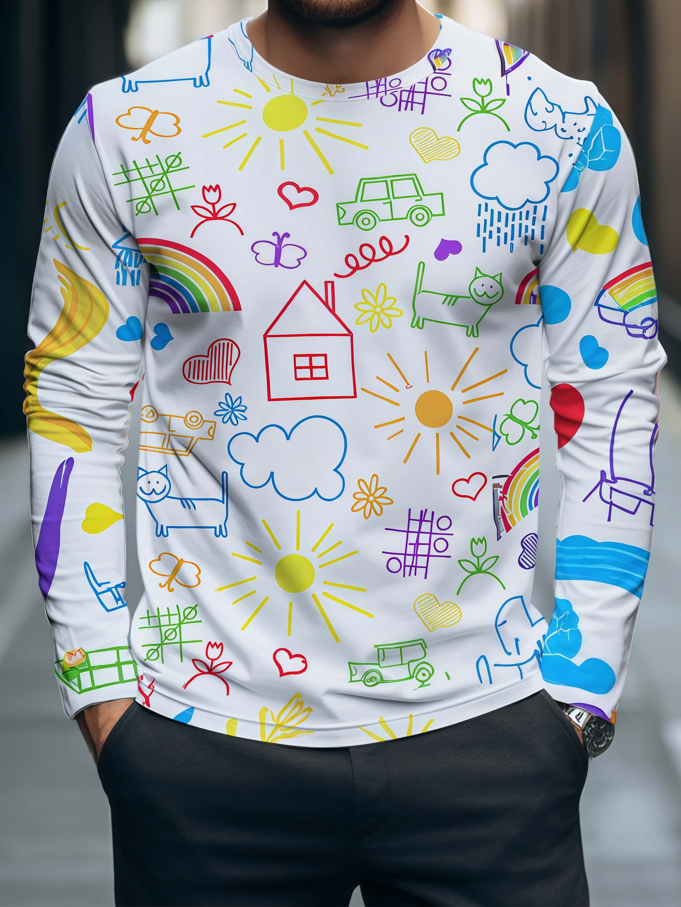 2026 新しいドーパミンカラーグラフィティ 3D プリント - Mens Fashion Trend 2026 のレビューと価格