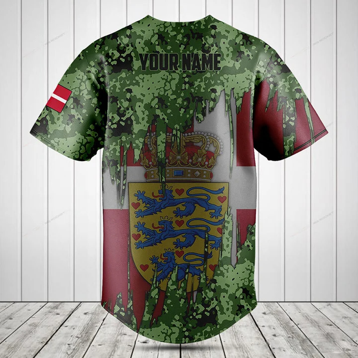 カスタム名デンマーク国旗グラフィックボタンシャツ夏カジュアル - Mens Fashion Baseball Jersey のレビューと価格