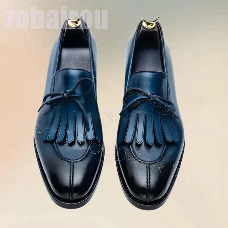 グリーングラデーションカラーボウノットタッセルローファーファ - Mens Fashion Dress Shoes のレビューと価格