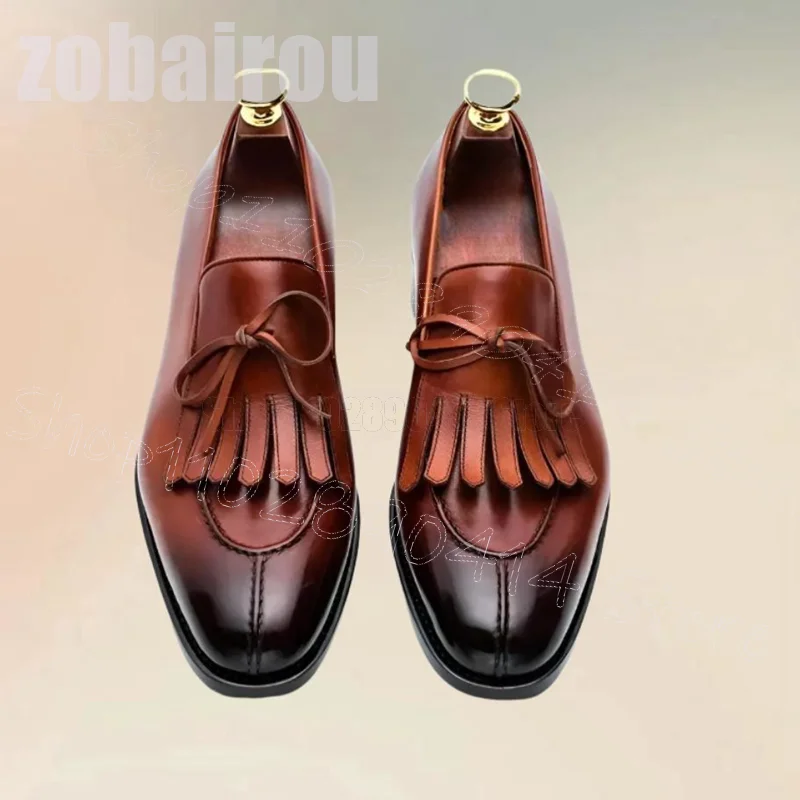 グリーングラデーションカラーボウノットタッセルローファーファ - Mens Fashion Dress Shoes のレビューと価格