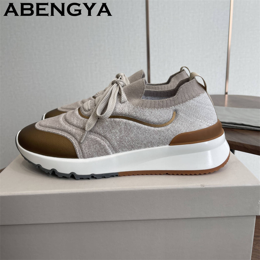 男性新マルチカラーニットローファー靴ラウンドトゥレースアップ - Men'S Fashion Loafers Shoes のレビューと価格